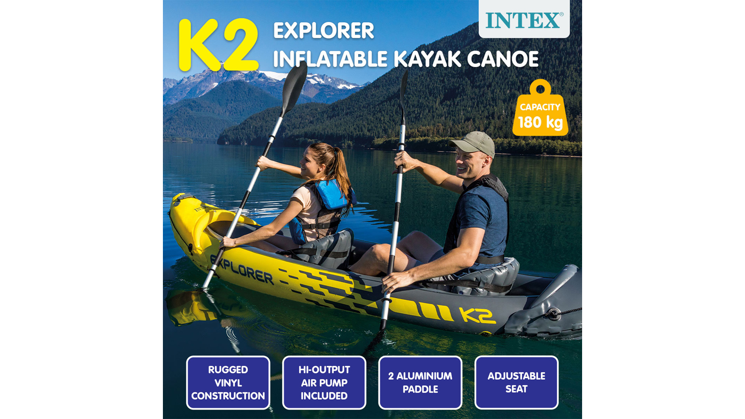 Intex Explorer K2 2 Seater Inflatable Kayak Harvey Norman New