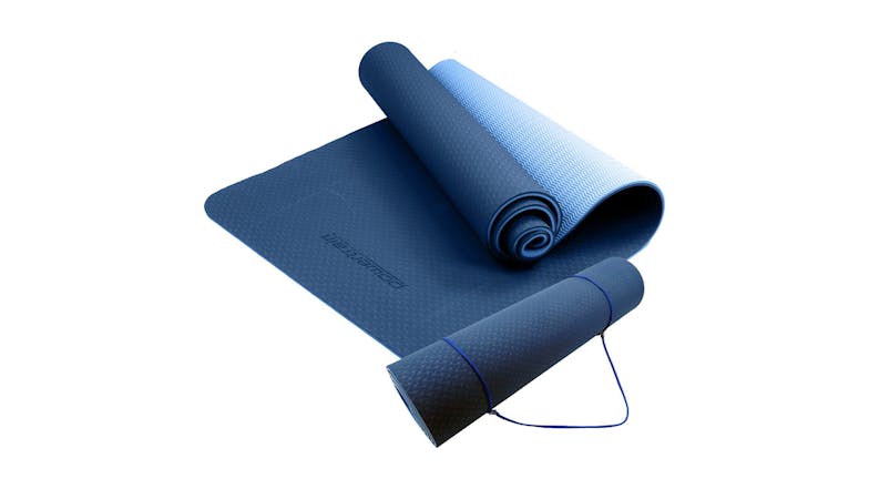 Powertrain 8mm Eco-Friendly TPE Yoga Exercise Mat - Dark Blue