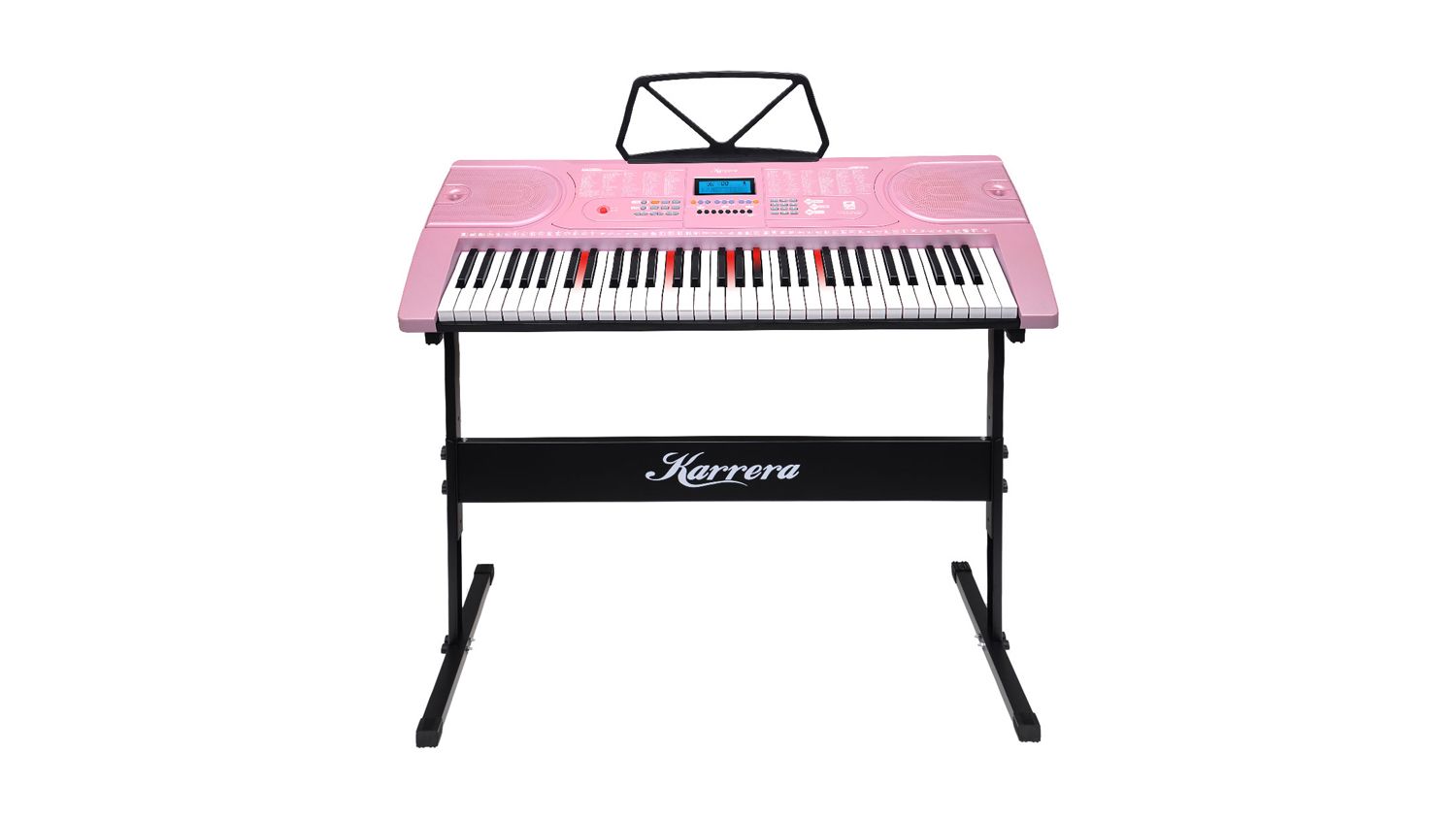 Karrera 61 Keys LED Electronic Piano Keyboard with Stand - Pink