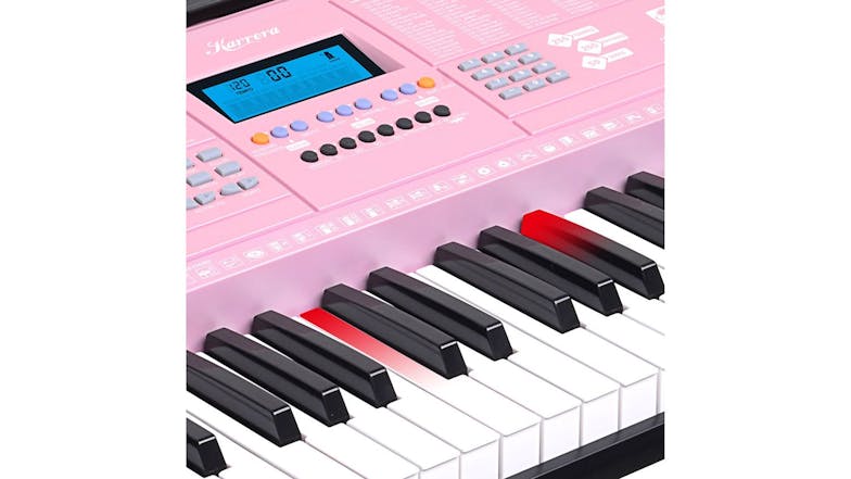 Karrera 61 Keys LED Electronic Piano Keyboard with Stand - Pink