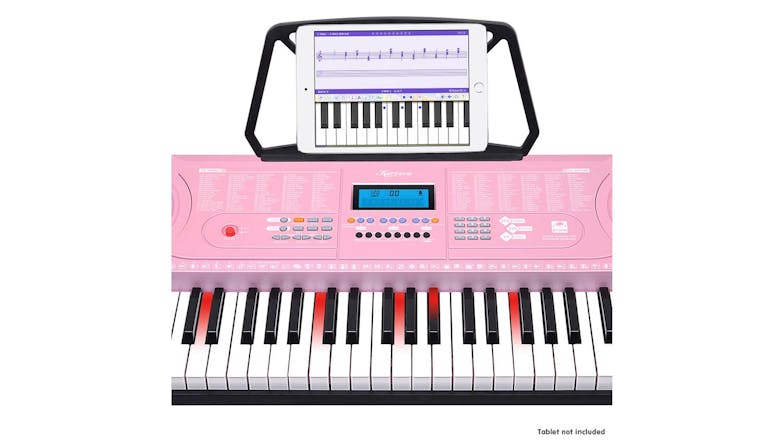 Karrera 61 Keys LED Electronic Piano Keyboard with Stand - Pink