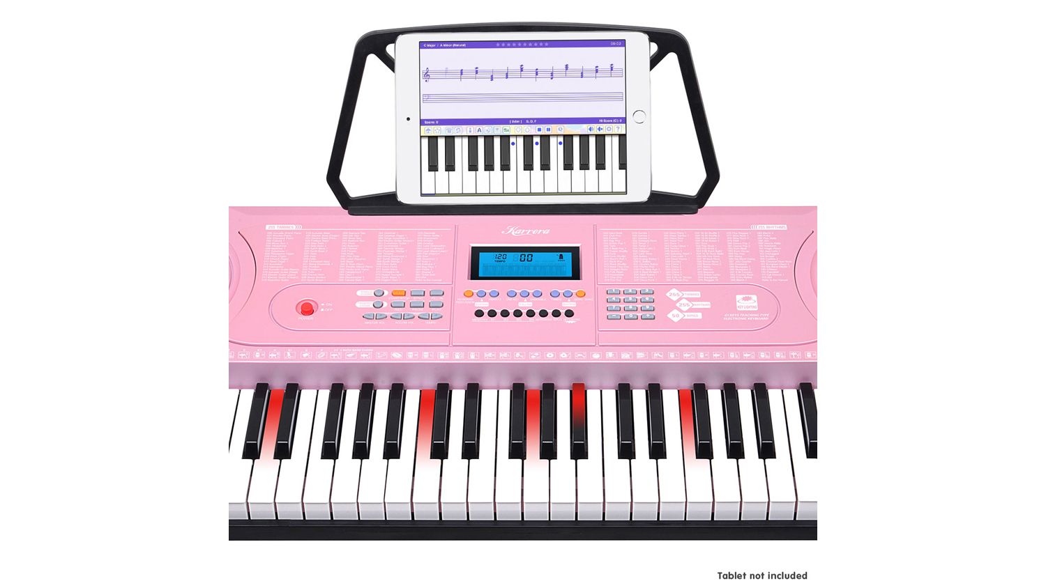 Karrera 61 Keys LED Electronic Piano Keyboard with Stand - Pink