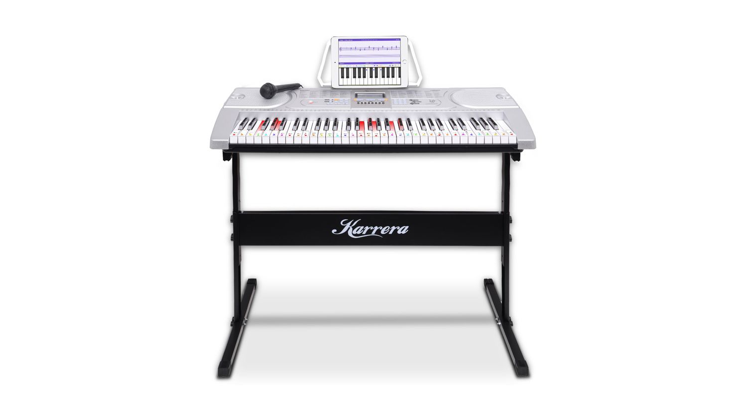 Karrera 61 Keys LED Electronic Keyboard with Stand - Silver