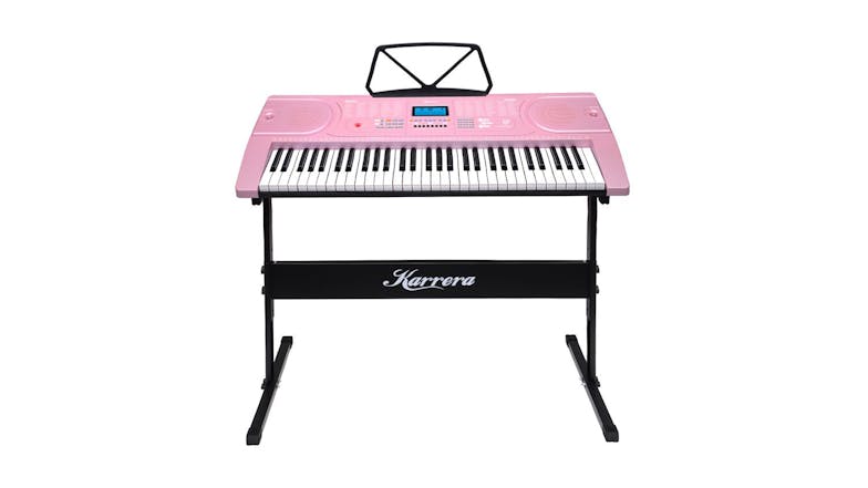 Karrera 61 Keys LCD Display Electronic Keyboard with Stand - Pink