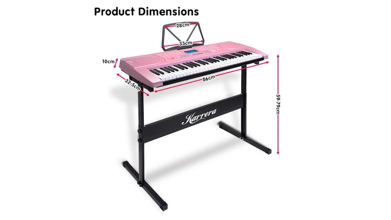 Karrera 61 Keys LCD Display Electronic Keyboard with Stand - Pink