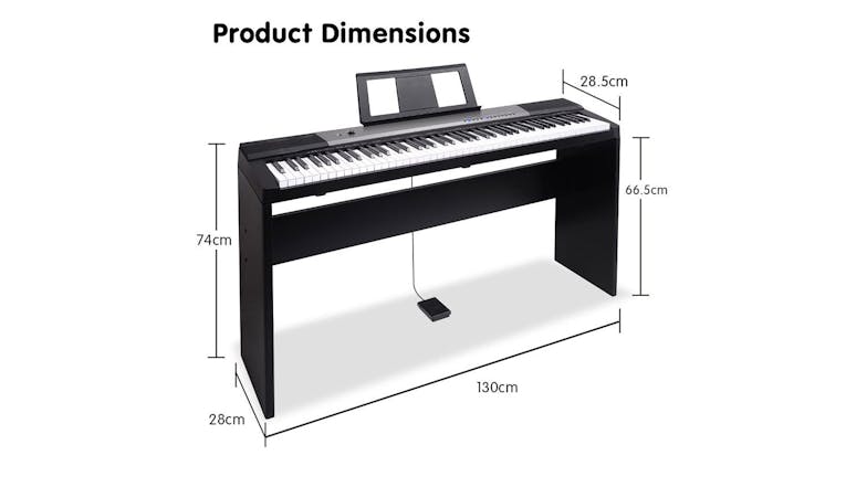 Karrera 88 Keys Electronic Keyboard with Stand - Black