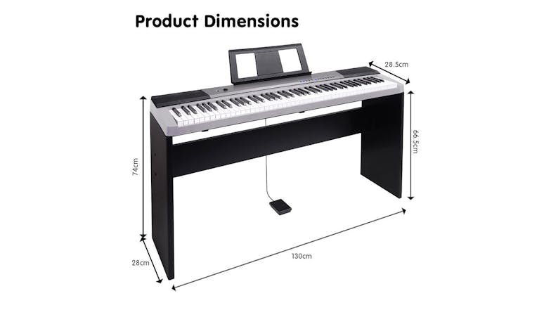 Karrera 88 Keys Electronic Keyboard Piano with Stand - Silver