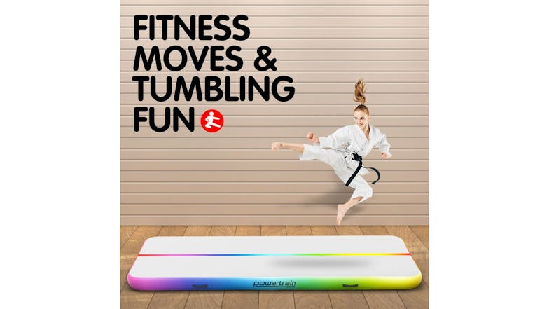 Powertrain 4m Airtrack Tumbling Gym Mat - Rainbow