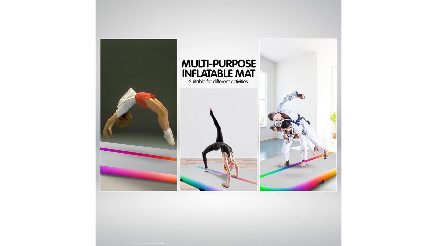 Powertrain 4m Airtrack Tumbling Gym Mat - Rainbow