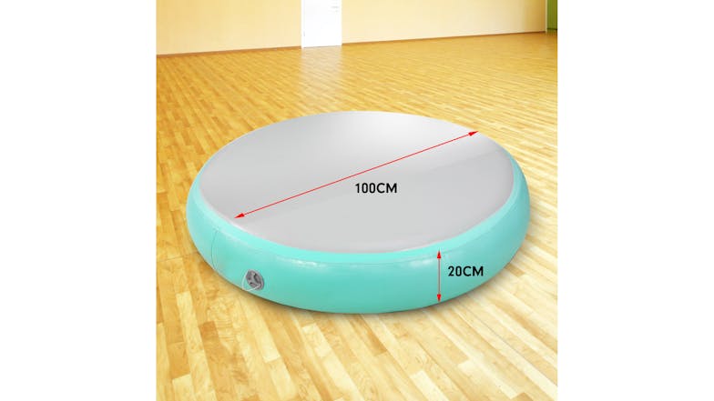 Powertrain 1m Airtrack Spot Round Inflatable Gymnastics Mat - Green