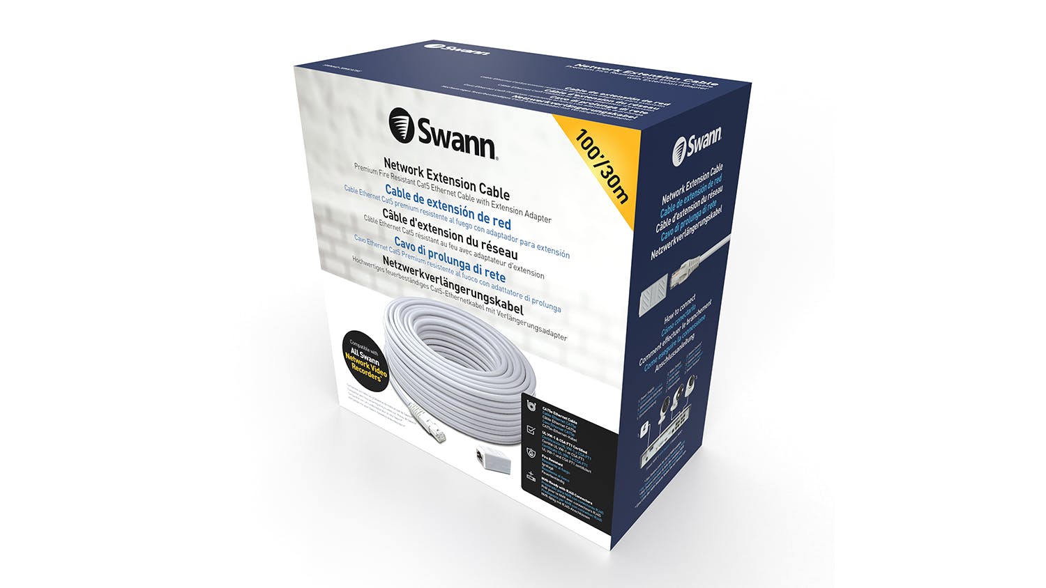 Swann UL Rated 30m CAT5e Extension Cable with Extension Adapter
