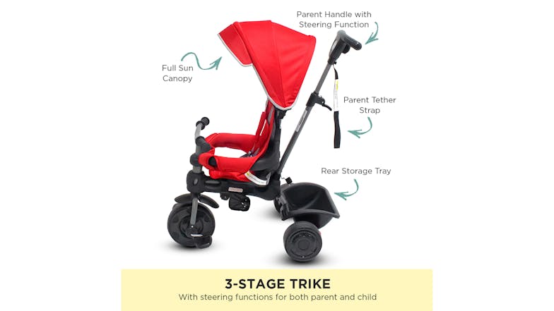 Veebee Explorer 3-Stage Kids Trike with Canopy - Red