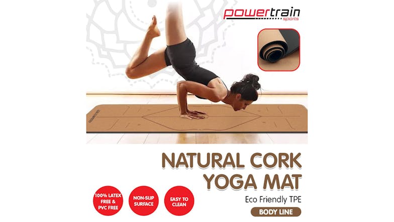 Powertrain Cork Yoga Mat with Carry Straps - Body Line