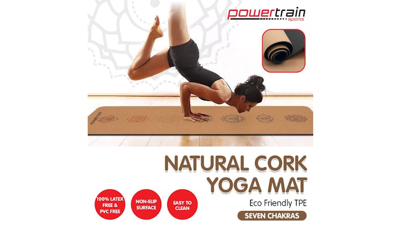 Powertrain Cork Yoga Mat with Carry Straps - Chakras