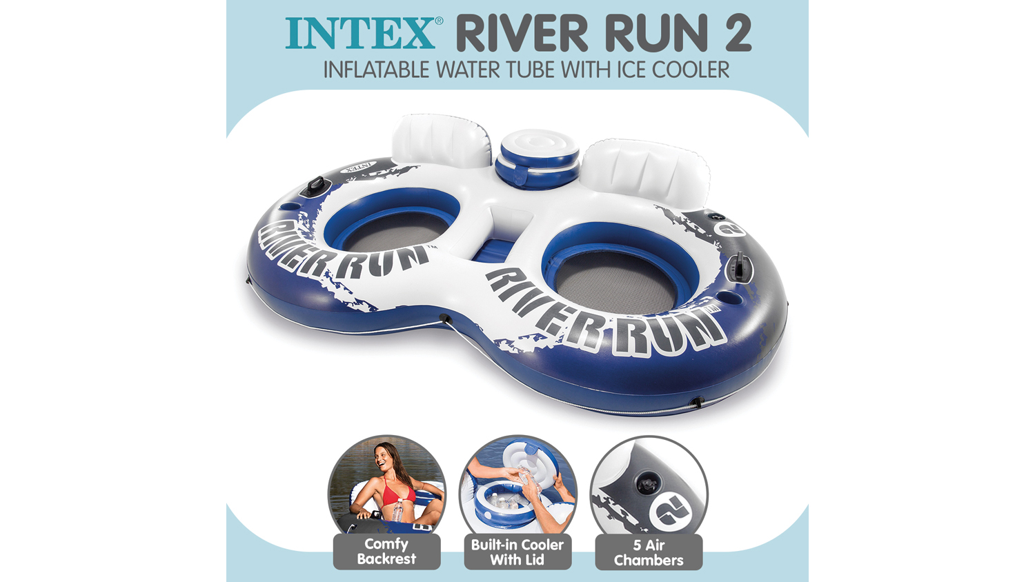 Intex River Run II Inflatable Water Tube with Ice Cooler Harvey Norman New Zealand