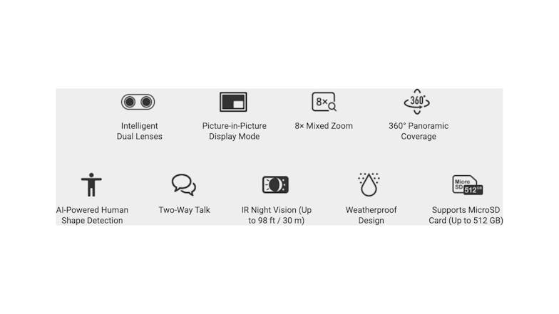 EZVIZ Dual Lens Outdoor Wi-Fi Smart Pan & Tilt Security Camera 1080p - C8PF