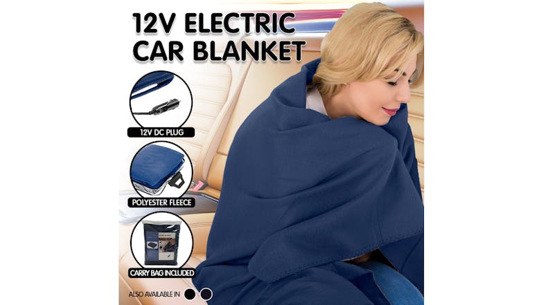 Laura Hill 150x110cm 12v Car Blanket - Navy Blue