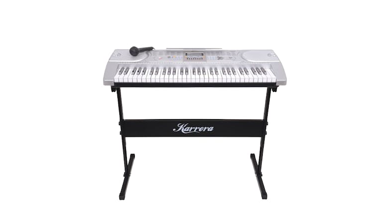 Karrera 61 Keys Electronic Keyboard with Stand - Silver