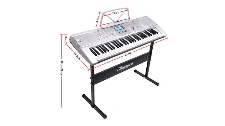 Karrera 61 Keys Electronic Keyboard with Stand - Silver