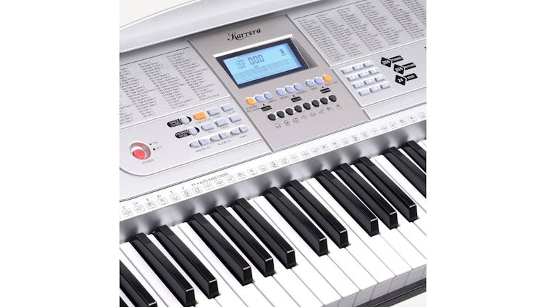 Karrera 61 Keys Electronic Keyboard with Stand - Silver