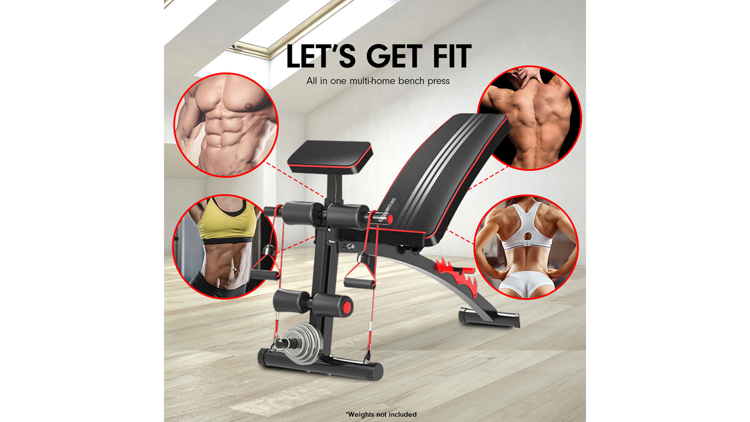 Powertrain Incline/Decline Adjustable Flat Gym Bench