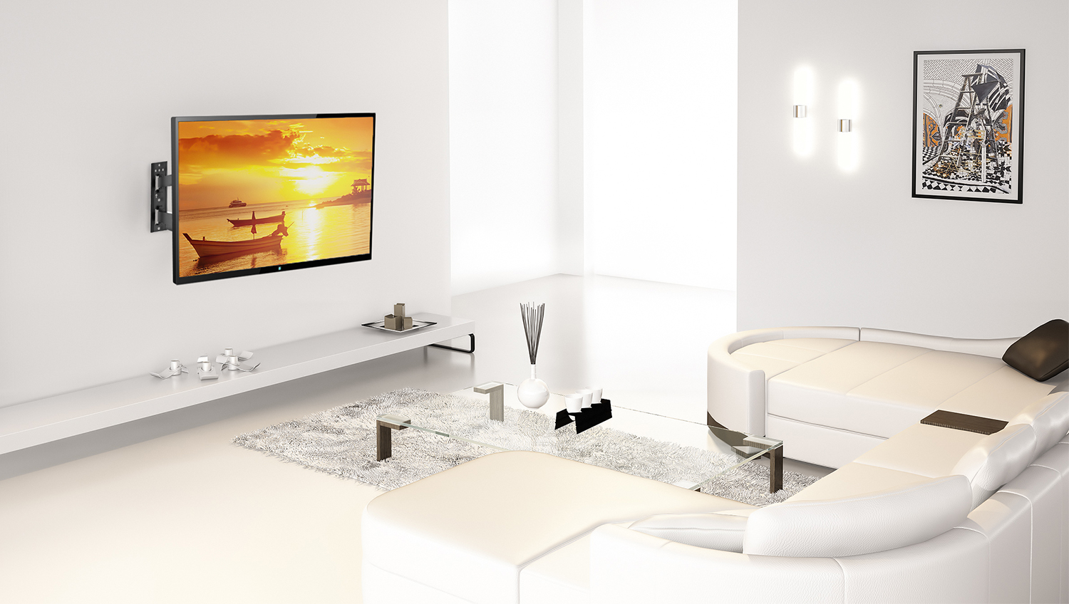 One 23" to 43" Universal TV Mountable Wall Bracket with Full Motion