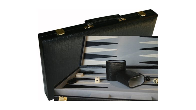 Puzzle & Game 15" Lizard Skin Look Backgammon Set