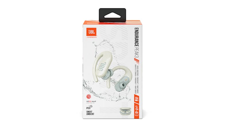 JBL Endurance Peak 3 Sport True Wireless In-Ear Headphones - White