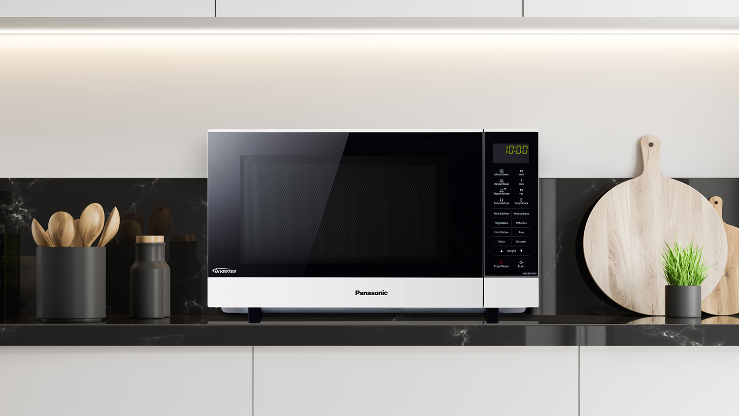 Panasonic 27L Flatbed Inverter 1000W Microwave - White (NN-SF564WQPQ)