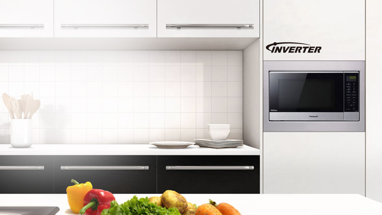 Panasonic 27L Flatbed Inverter 1000W Microwave Stainless Steel (NN