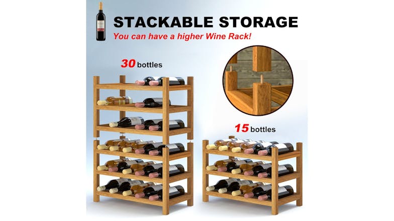 Holger Hardwood 15 Bottle Wine Rack - Teak