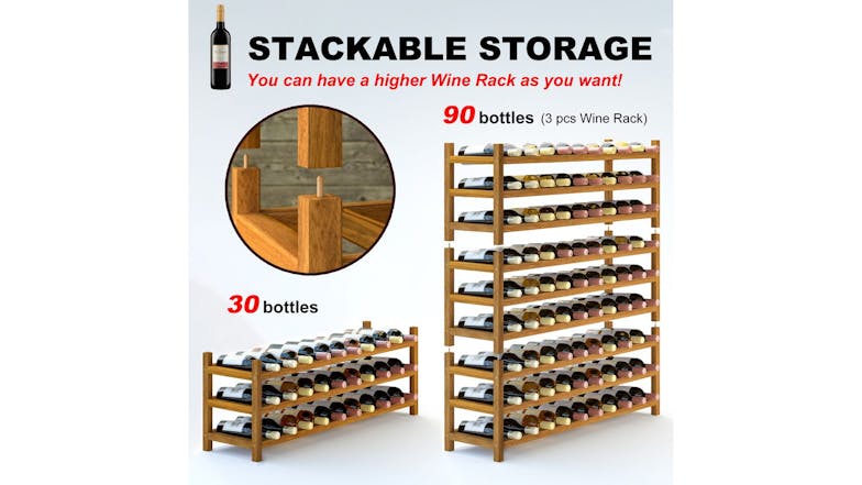 Holger Hardwood 30 Bottle Wine Rack - Teak