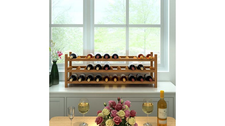 Holger Hardwood 30 Bottle Wine Rack - Teak