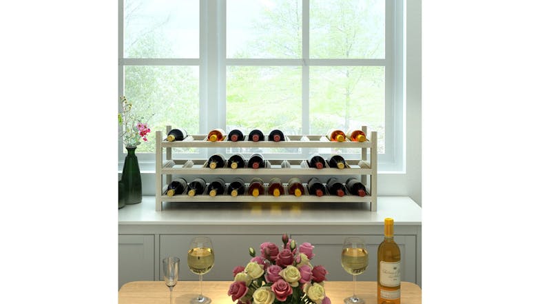 Holger Hardwood 30 Bottle Wine Rack - White