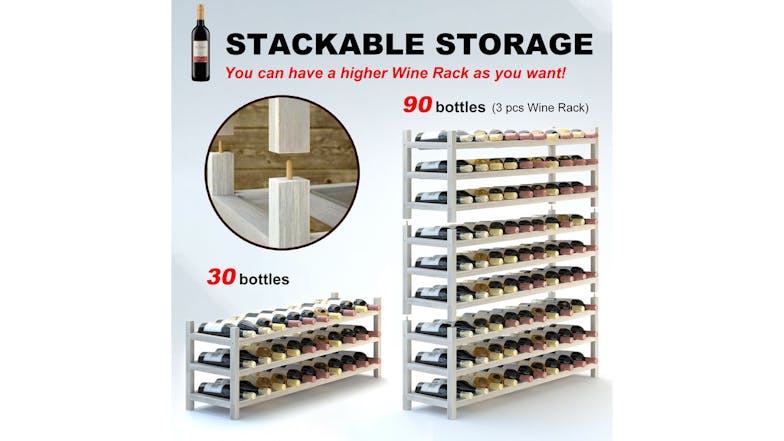Holger Hardwood 30 Bottle Wine Rack - White