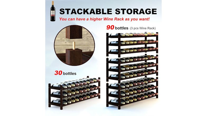 Holger Hardwood 30 Bottle Wine Rack - Espresso