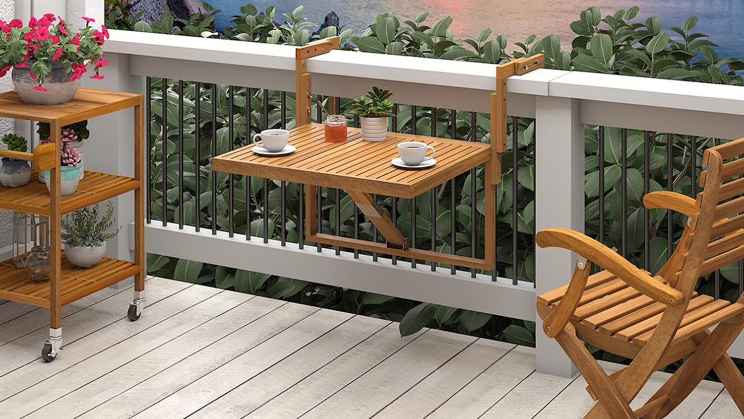 Toronto Hanging Balcony Table - Teak