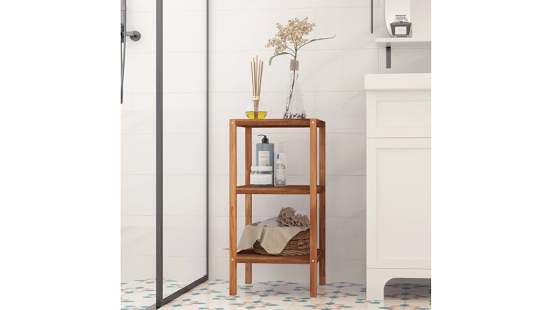 Holger 3 Tier Acacia Shelving Tower - Golden Teak