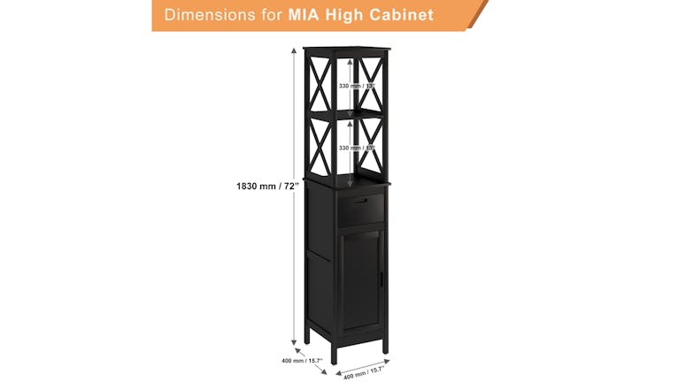 Mia Bathroom High Cabinet Shelf - Anthracite