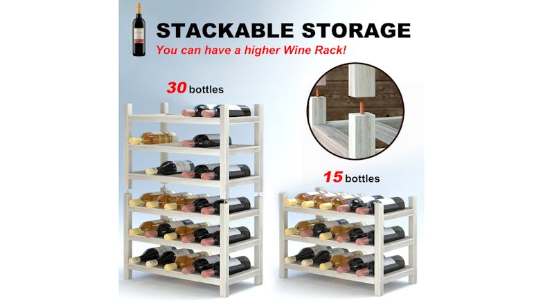 Holger Hardwood 15 Bottle Wine Rack - White