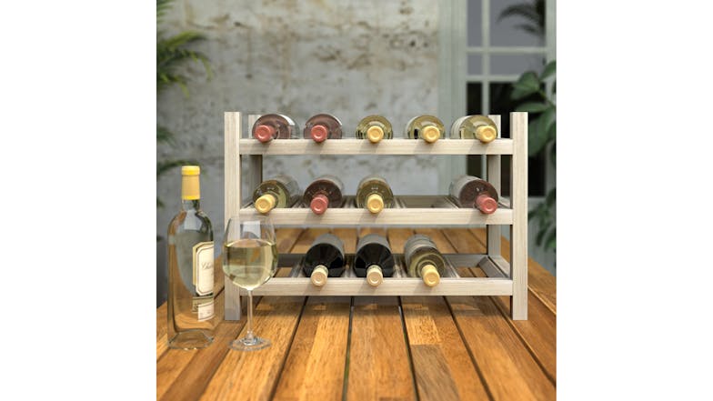 Holger Hardwood 15 Bottle Wine Rack - White