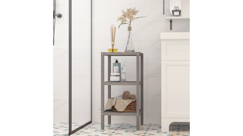 Holger 3 Tier Acacia Shelving Tower - Dusk Grey