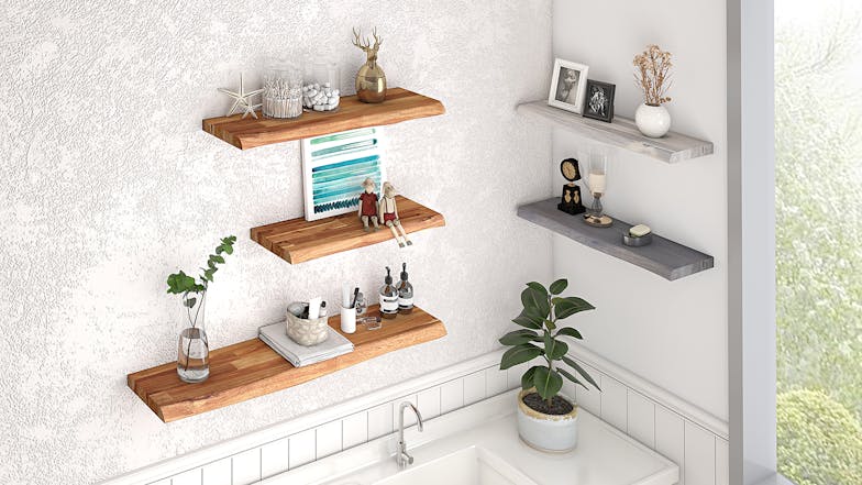 Acacia Floating Shelf 700 x 250 - Organic White