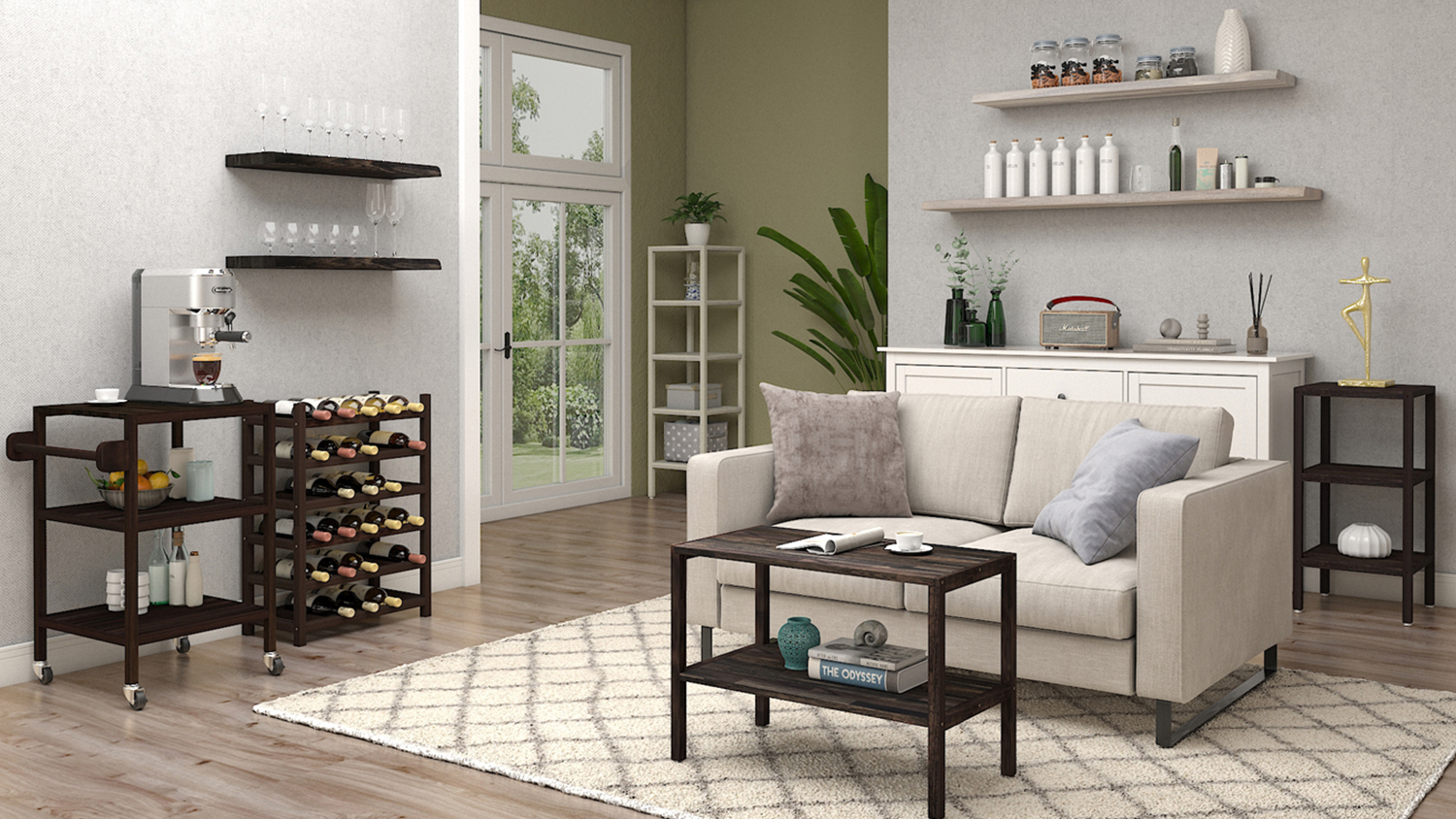 Holger 5 Tier Acacia Shelving Tower Organic White Harvey Norman New