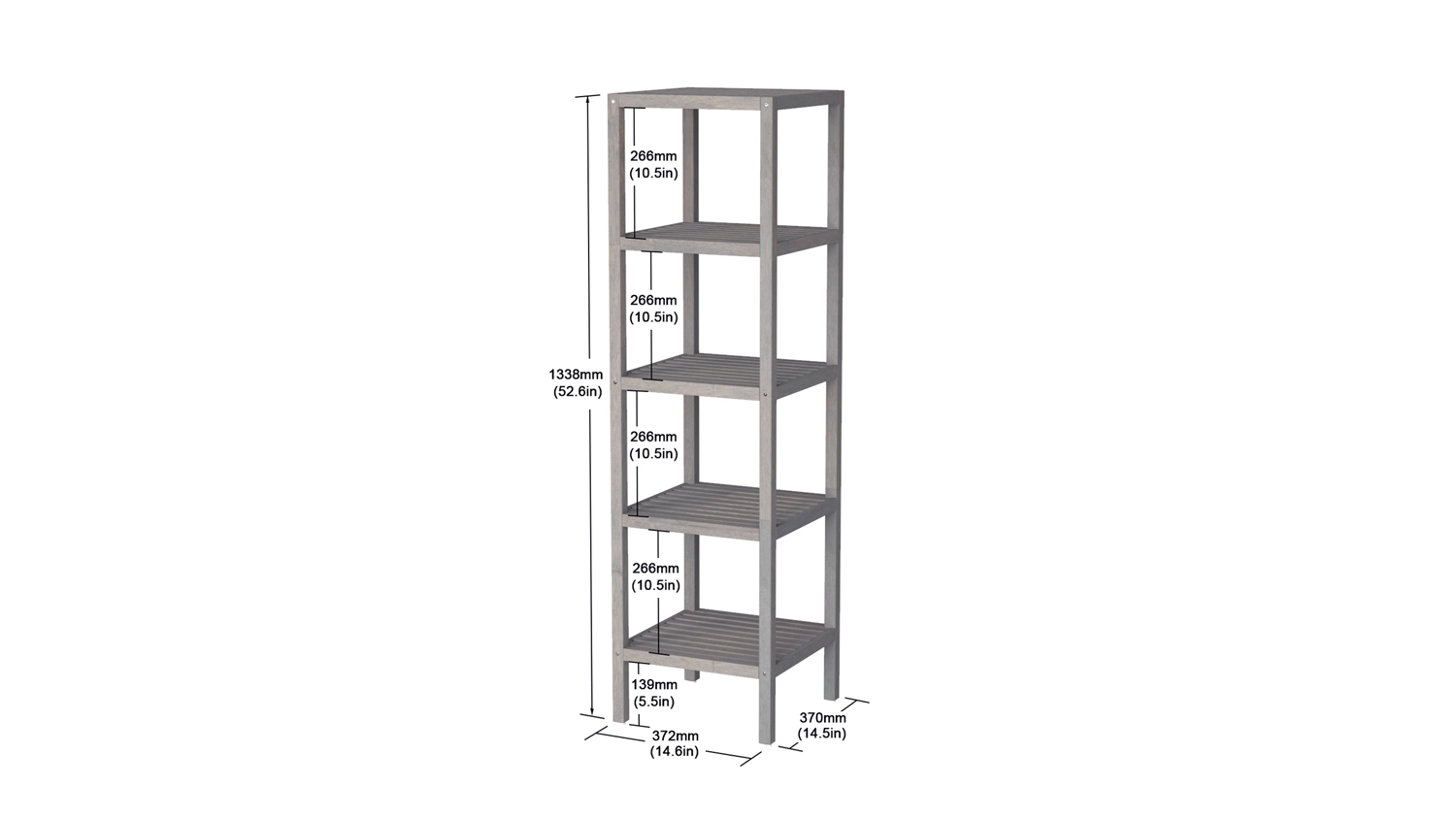 Holger 5 Tier Acacia Shelving Tower Dusk Grey Harvey Norman New Zealand