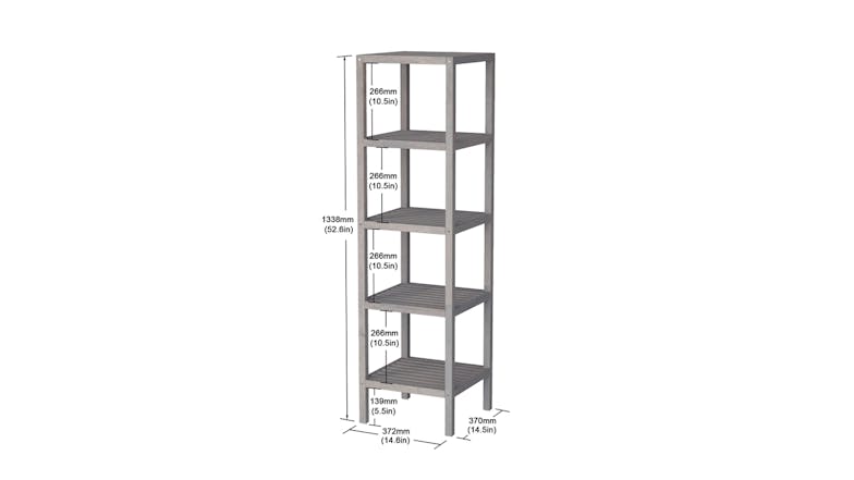 Holger 5 Tier Acacia Shelving Tower - Dusk Grey