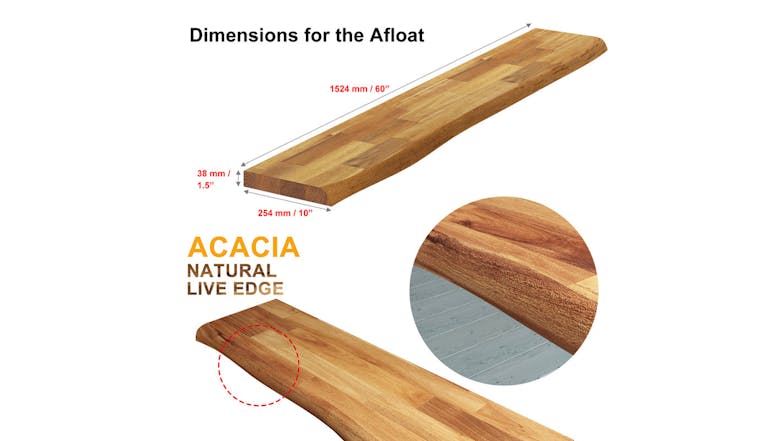 Acacia Floating Shelf 1524 x 254 - Golden Teak