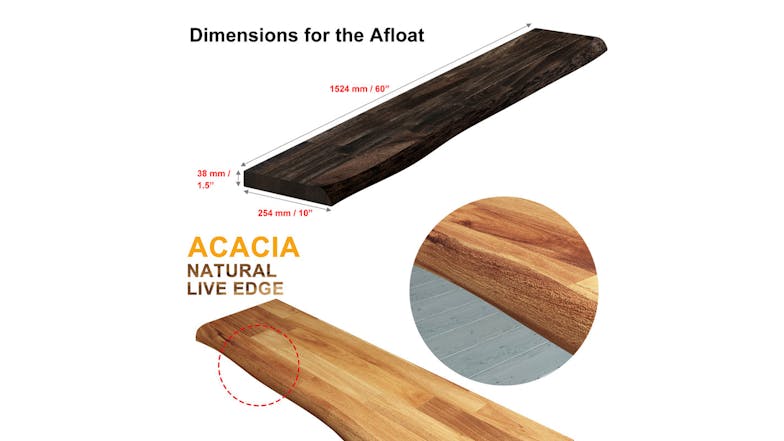 Acacia Floating Shelf 1524 x 254 - Espresso