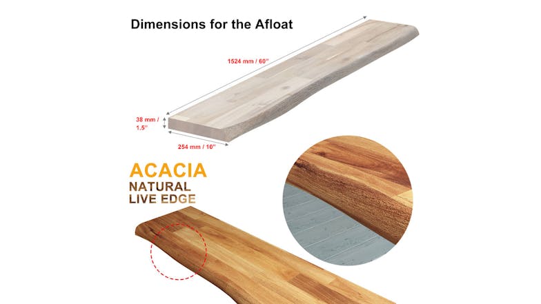 Acacia Floating Shelf 1524 x 254 - Organic White