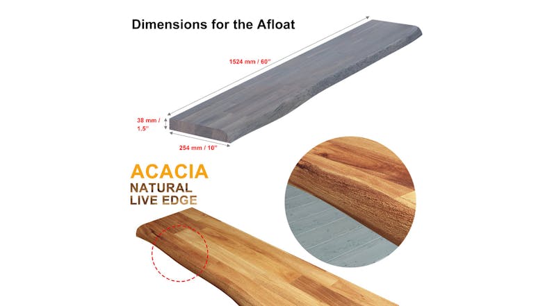 Acacia Floating Shelf 1524 x 254 - Dusk Grey